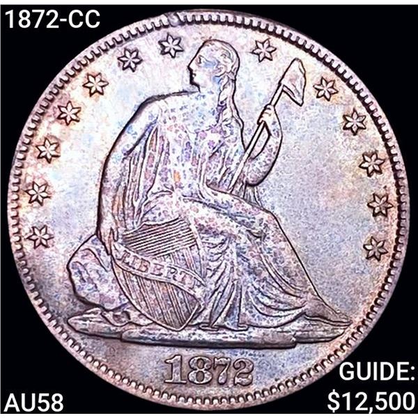 1872-CC Seated Liberty Half Dollar CHOICE AU