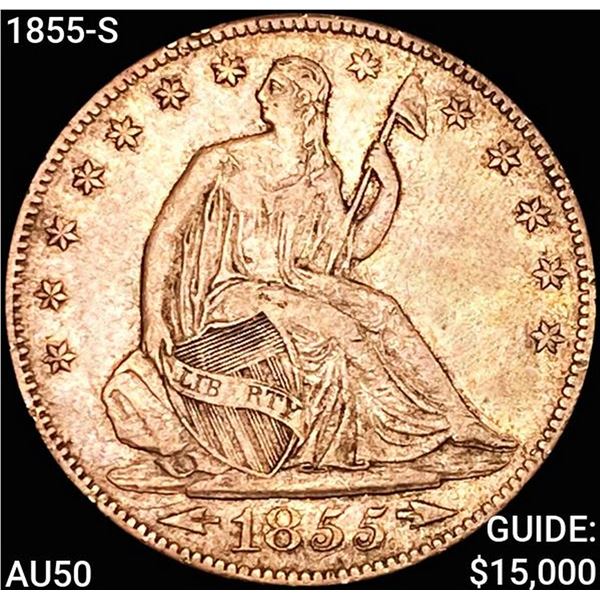 1855-S Seated Liberty Half Dollar CLOSELY UNCIRCUL