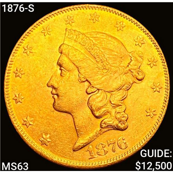 1876-S $20 Gold Double Eagle CHOICE BU
