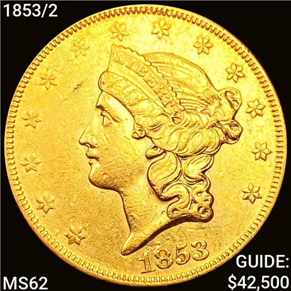1853/2 $20 Gold Double Eagle UNCIRCULATED