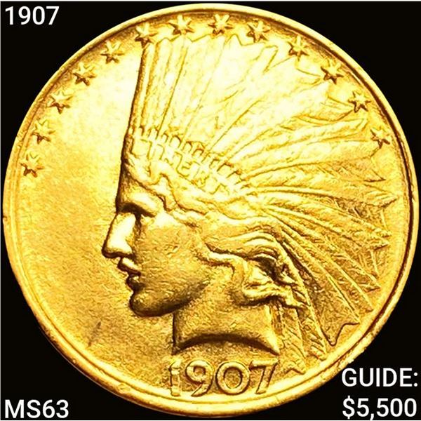 1907 $10 Gold Eagle CHOICE BU