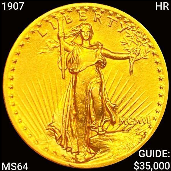 1907 HR $20 Gold Double Eagle CHOICE BU
