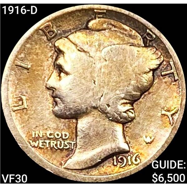 1916-D Mercury Dime UNCIRCULATED +