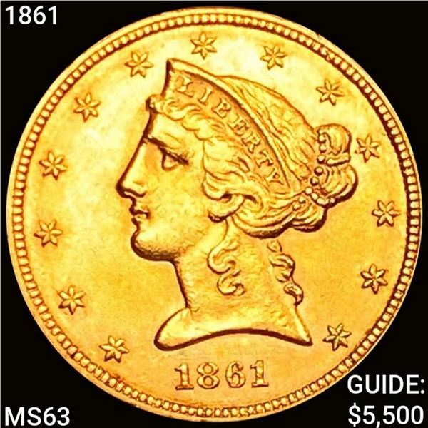 1861 $5 Gold Half Eagle
