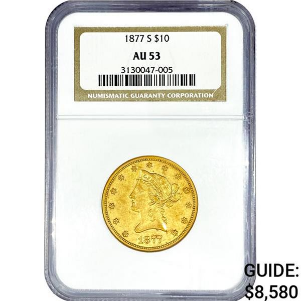 1877-S $10 Gold Eagle NGC AU53
