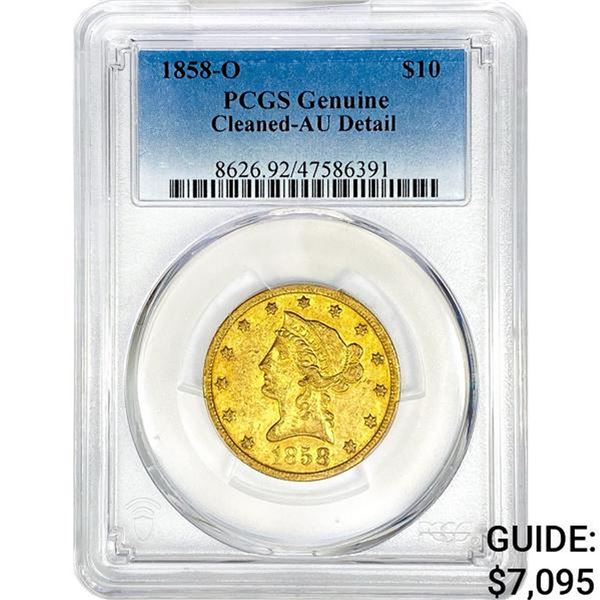1858-O $10 Gold Eagle PCGS AU Detail