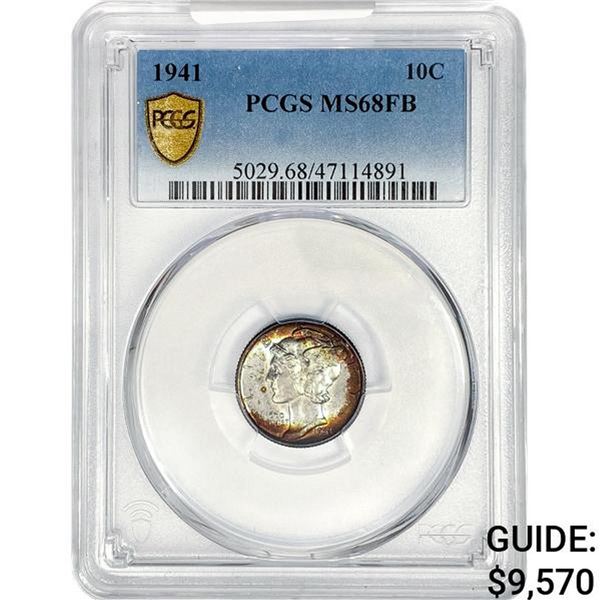 1941 Mercury Silver Dime PCGS MS68 FB