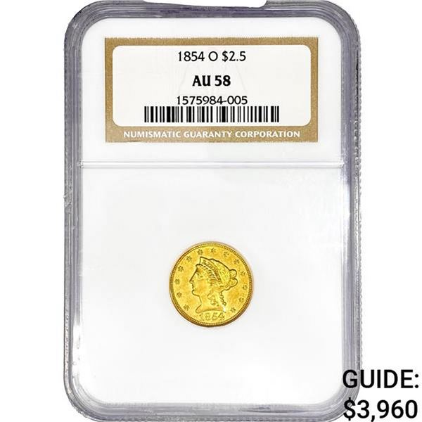 1854-O $2.50 Gold Quarter Eagle NGC AY58