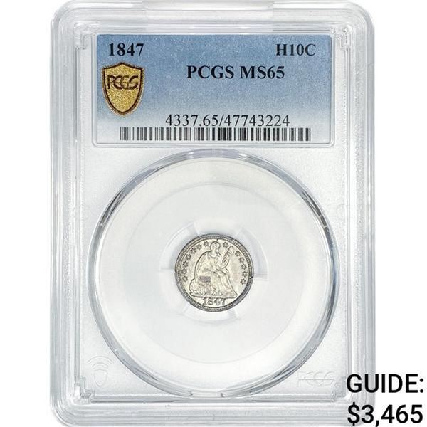 1847 Seated Liberty Half Dime PCGS MS65