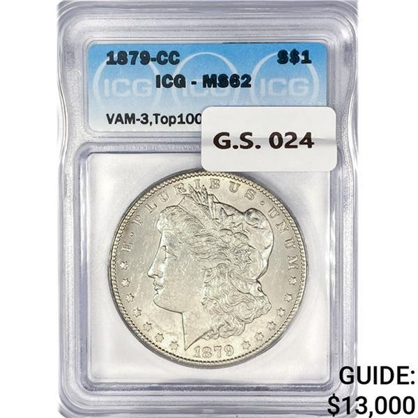 1879-CC Morgan Silver Dollar ICG MS62 VAM-3