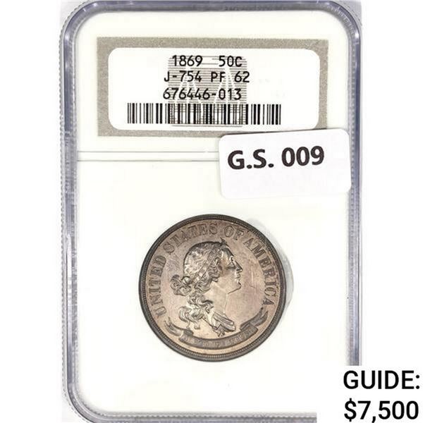 1869 US Standard Silver Half Dollar NGC PF62 J-754