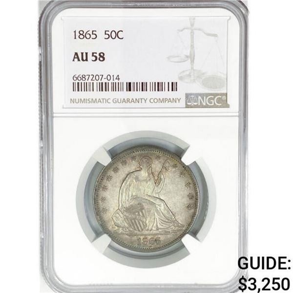 1865 Seated Liberty Half Dollar NGC AU58