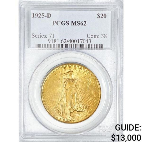 1925-D $20 Gold Double Eagle PCGS MS62