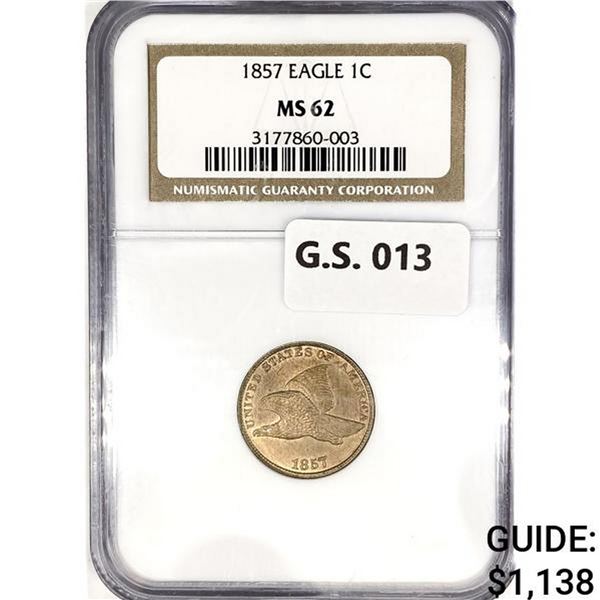 1857 Flying Eagle Cent NGC MS62