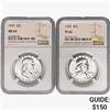 Image 1 : [2] 1958-1959 Franklin Half Dollar NGC MS/PF64/66