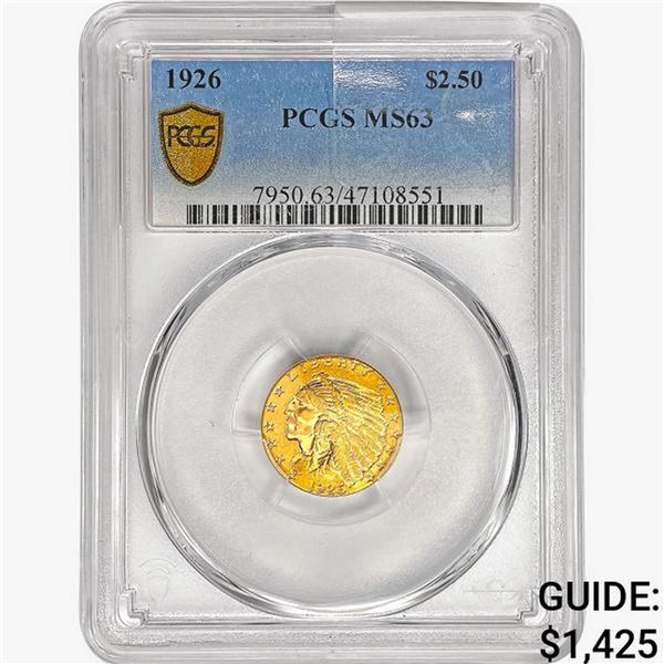1926 $2.50 Gold Quarter Eagle PCGS MS63