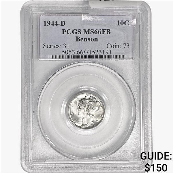 1944-D Mercury Silver Dime PCGS MS66 FB, Benson