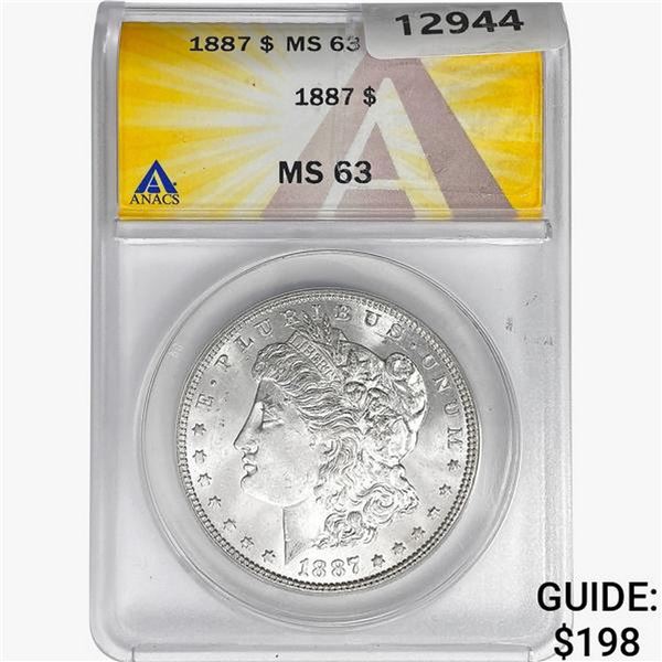 1887 Morgan Silver Dollar ANACS MS63