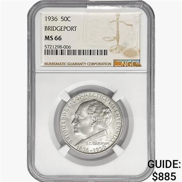 1936 Bridgeport Half Dollar NGC MS66