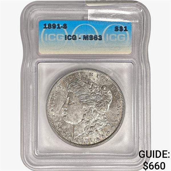 1891-S Morgan Silver Dollar ICG MS63