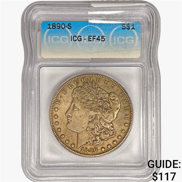 1890-S Morgan Silver Dollar ICG EF45