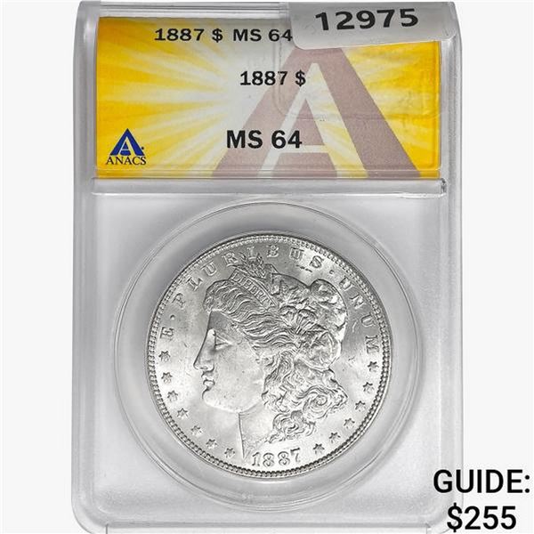 1887 Morgan Silver Dollar ANACS MS64