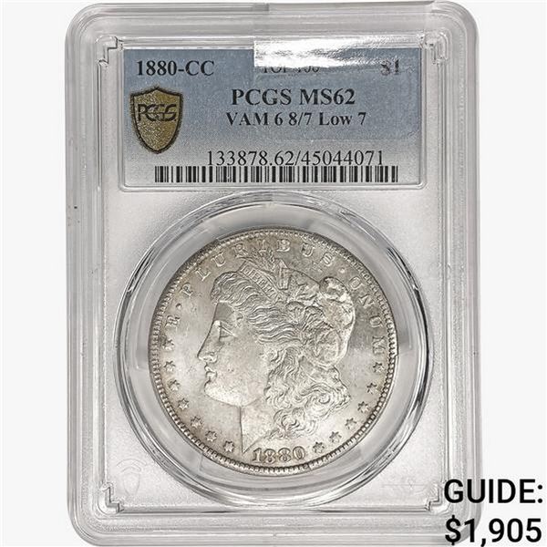 1880-CC Morgan SILV $1 PCGS MS62 VAM 6 8/7 Low 7