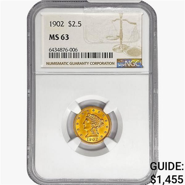 1902 $2.50 Gold Quarter Eagle NGC MS63