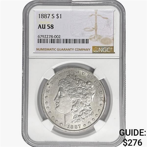 1887-S Morgan Silver Dollar NGC AU58
