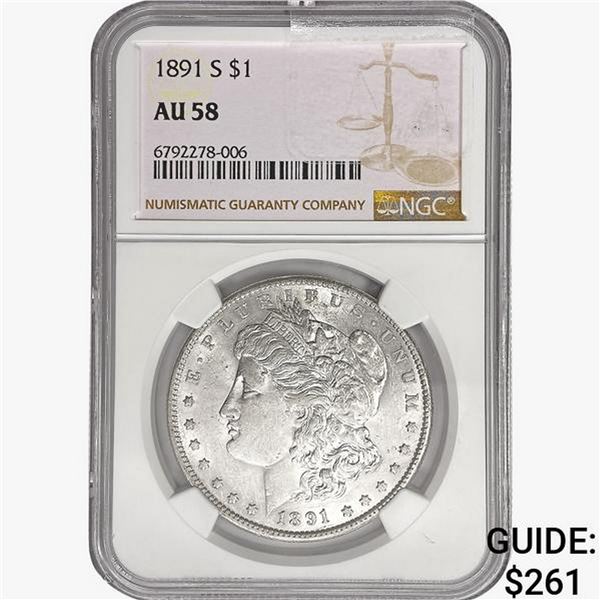 1891-S Morgan Silver Dollar NGC AU58