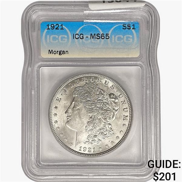 1921 Morgan Silver Dollar ICG MS65