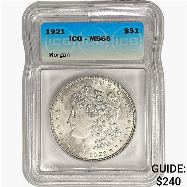 1921 Morgan Silver Dollar ICG MS65