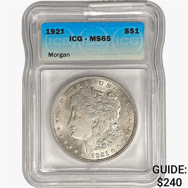 1921 Morgan Silver Dollar ICG MS65
