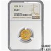 Image 1 : 1928 $2.50 Gold Quarter Eagle NGC MS63