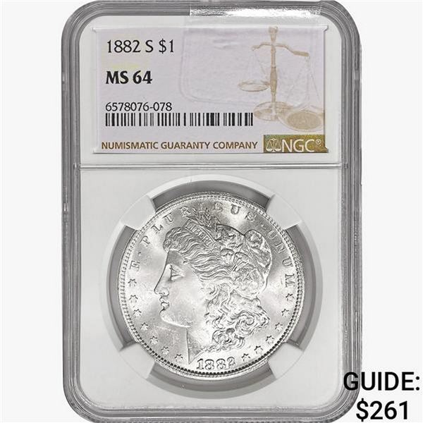 1882-S Morgan Silver Dollar NGC MS64