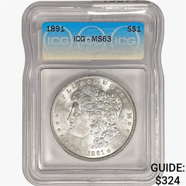 1891 Morgan Silver Dollar ICG MS63