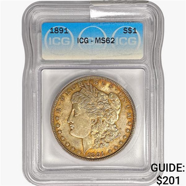 1891 Morgan Silver Dollar ICG MS62