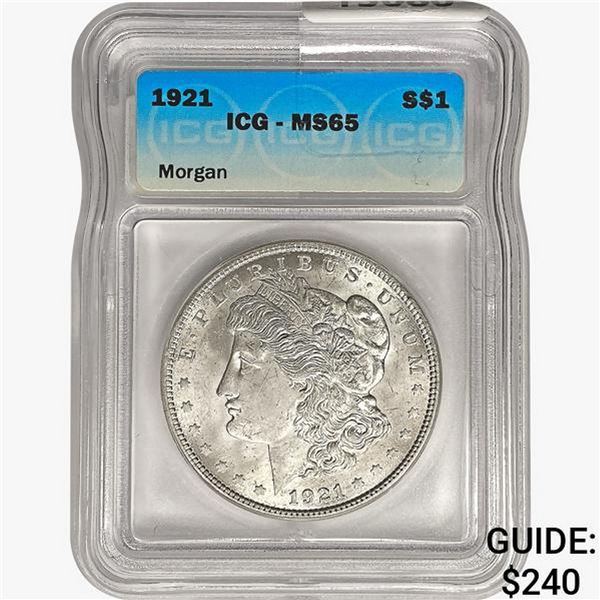 1921 Morgan Silver Dollar ICG MS65
