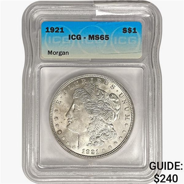 1921 Morgan Silver Dollar ICG MS65