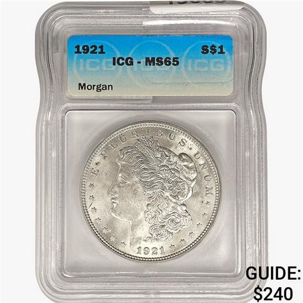 1921 Morgan Silver Dollar ICG MS65