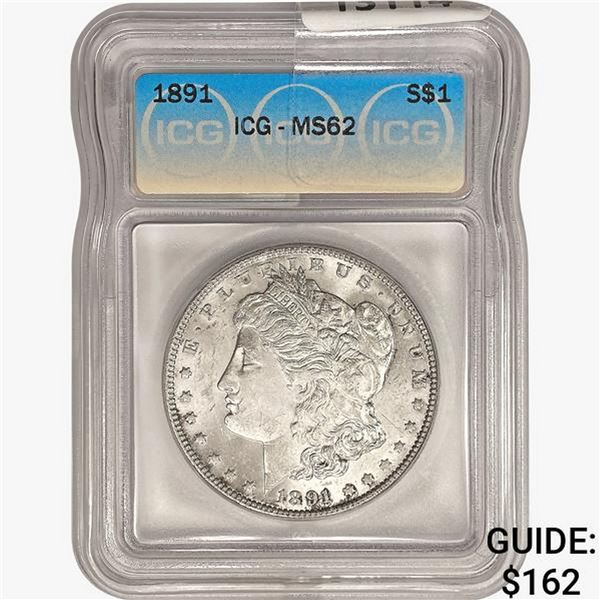 1891 Morgan Silver Dollar ICG MS62