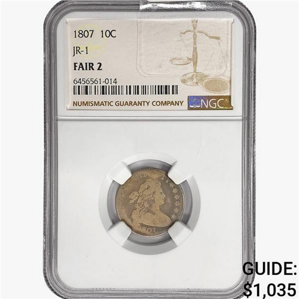 1807 Draped Bust Dime NGC Fair2 JR-1