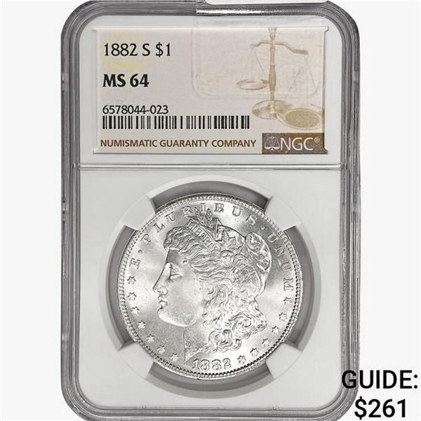 1882-S Morgan Silver Dollar NGC MS64