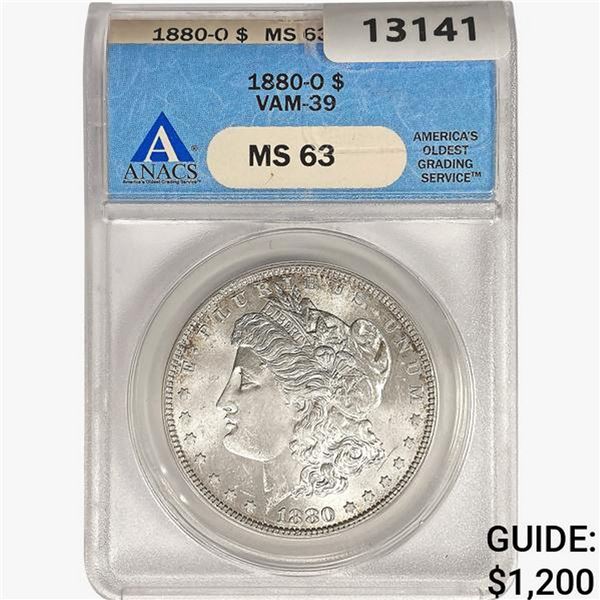 1880-O Morgan Silver Dollar ANACS MS63 VAM-39