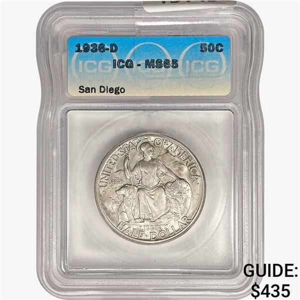 1936-D San Diego Half Dollar ICG MS65