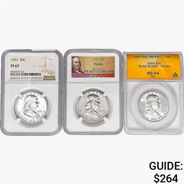 [3] 1955-1961 Franklin Half Dollar NGC/ANACS PF/MS