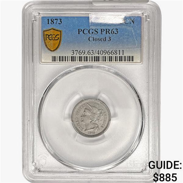 1873 Nickel Three Cent PCGS PR63 Closed 3