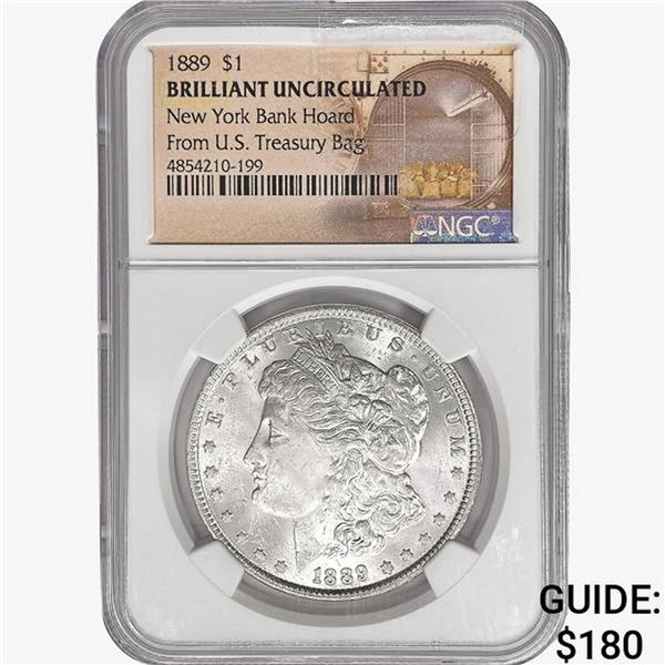 1889 Morgan Silver Dollar NGC BU NY Bank Hoard