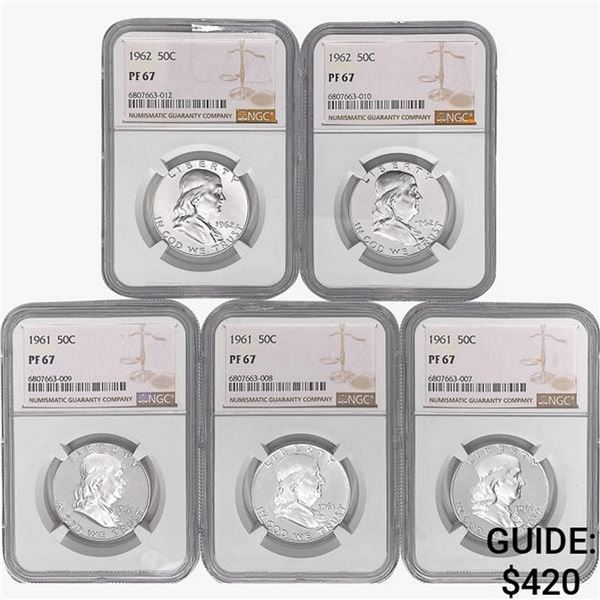 [5] 1961 & 1962 Franklin Half Dollar NGC PF67