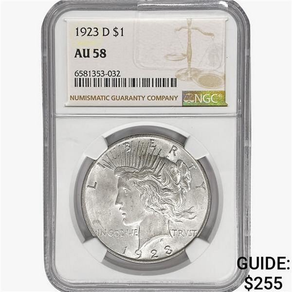 1923-D Silver Peace Dollar NGC AU58